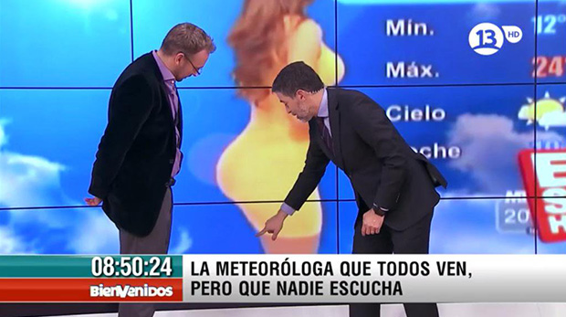 Martín Cárcamo y Polo Ramírez presentando nota de metereóloga mexicana, Yanet García. 23 de junio de 2016